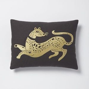 West Elm • Embroidered • Snow Leopard • Pillow